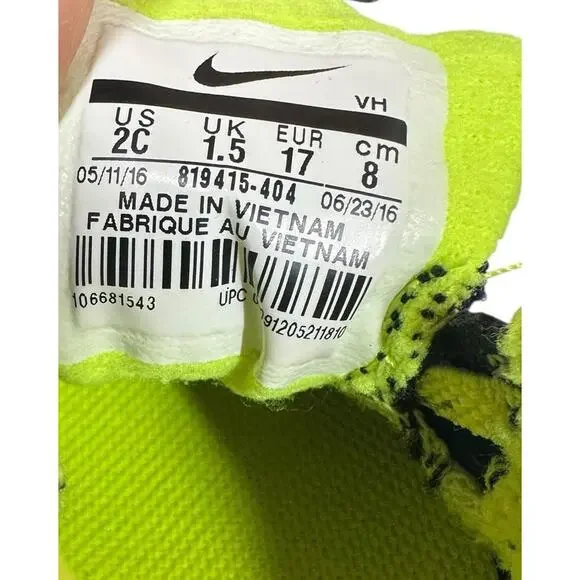 Nike Revolution 3 Baby Boys Sneakers Athletic Shoes Navy Blue Neon Yellow Sz 2C - Picture 8 of 9